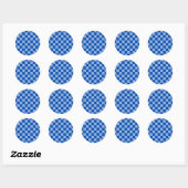 Cobalt Blue Checkerboard Runder Aufkleber (Blatt)