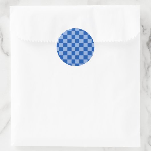 Cobalt Blue Checkerboard Runder Aufkleber (Tasche)