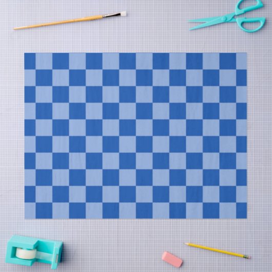 Cobalt Blue Checkerboard Seidenpapier (Basteln)