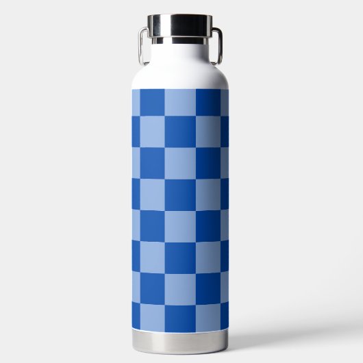 Cobalt Blue Checkerboard Trinkflasche (Vorderseite)