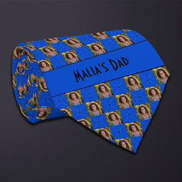 Cobalt Blue Checkered Foto Neck Tie Krawatte