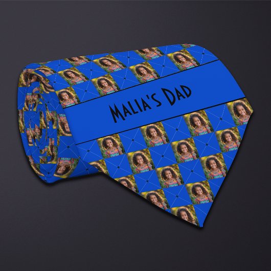 Cobalt Blue Checkered Foto Neck Tie Krawatte