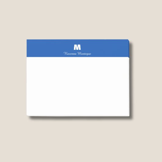 Cobalt Blue Chic Personalized Name Letter Monogram Post-it Klebezettel