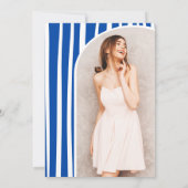 Cobalt Blue Coquette Bow photo graduation Einladung (Rückseite)