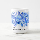 Cobalt Blue, Custom Tropical Blume Blätter 15oz Kaffeetasse (Mittel)