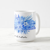 Cobalt Blue, Custom Tropical Blume Blätter 15oz Kaffeetasse (VorderseiteRechts)