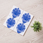 Cobalt Blue Damask Fliese