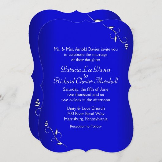 Cobalt Blue einfach elegant Einladung (Vorne/Hinten)