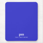 Cobalt Blue Einfach Minimalistisch mit Monogrammna Mousepad (Vorne)
