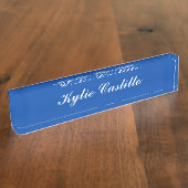 Cobalt Blue Einmalige Berufliche Kalligraphiebezei Namensplakette (Seite)
