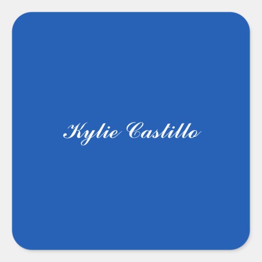 Cobalt Blue Einmalige Berufliche Kalligraphiebezei Quadratischer Aufkleber (Vorderseite)