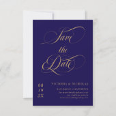 Cobalt Blue Elegant Romantic Wedding Save The Date (Vorderseite)