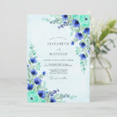 Cobalt Blue Ethereal Meadow Wedding Einladung (Stehend Vorderseite)