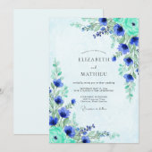 Cobalt Blue Ethereal Meadow Wedding Einladung (Vorne/Hinten)
