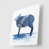 Cobalt Blue Farm Animals - Sheep Quadratische Wanduhr (Winkel)