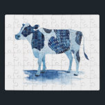 Cobalt Blue Farm Animes - Kuh Puzzle<br><div class="desc">Kobalttiere I von Grace Popp. Eine Kuh in einer tiefen,  kobaltblauen Farbe mit verschiedenen Designs,  Mustern und Formen.</div>