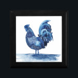 Cobalt Blue Farm Animes - Rooster Erinnerungskiste<br><div class="desc">Kobalttiere IV von Grace Popp. Ein Hahn in einer tiefen,  kobaltblauen Farbe mit verschiedenen Designs, </div>