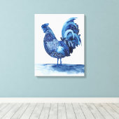 Cobalt Blue Farm Animes - Rooster Leinwanddruck (Insitu (Holzboden))