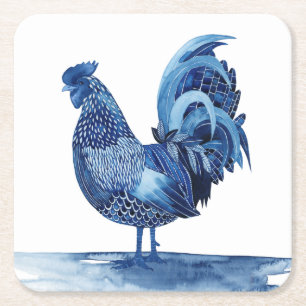 Cobalt Blue Farm Animes - Rooster Rechteckiger Pappuntersetzer