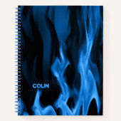 Cobalt Blue Flames | Personalisierte Spirale Notizblock (Vorderseite)
