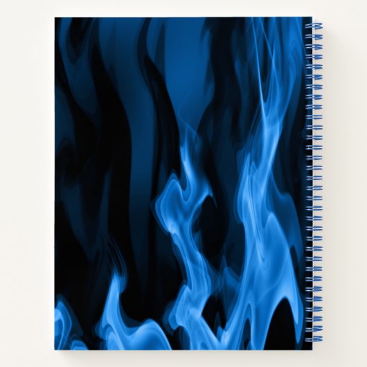 Cobalt Blue Flames | Personalisierte Spirale Notizblock (Rückseite)