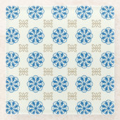 Cobalt Blue Floral  Butterfly Motif Coaster Glasuntersetzer (Vorderseite)