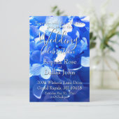 Cobalt blue floral elegant blue hydrangeas Wedding Einladung (Stehend Vorderseite)