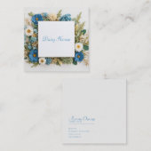 Cobalt Blue Floral Gold Frame Preserved Flower Quadratische Visitenkarte (Vorne/Hinten)