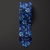 Cobalt Blue Floral Monogramm Krawatte