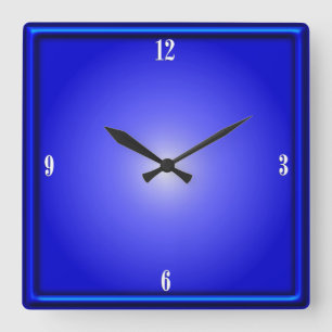 Cobalt Blue Four White Numbers Quadratische Wanduhr