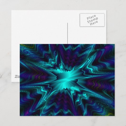 Cobalt Blue Fraktal Postkarte (Vorne/Hinten)