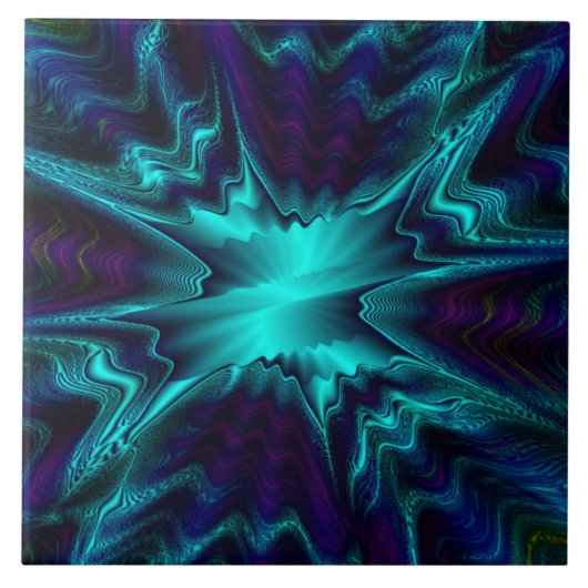 Cobalt Blue Fraktal Tile Fliese (Vorderseite)