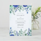 Cobalt Blue Fresh Spring Wedding Einladung (Stehend Vorderseite)
