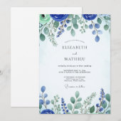 Cobalt Blue Fresh Spring Wedding Einladung (Vorne/Hinten)