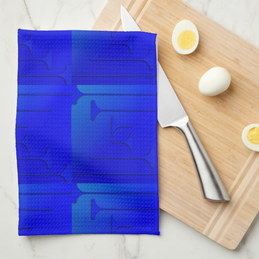 Cobalt Blue Geometric Design Handtuch (Viertel Falte)