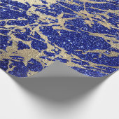 Cobalt Blue Glitzer Sepia Gold Marmorstein Metal Geschenkpapier (Ecke)