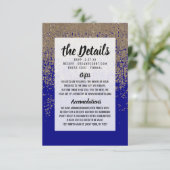 Cobalt Blue Gold Glitzer Ombre Gradient Begleitkarte (Stehend Vorderseite)