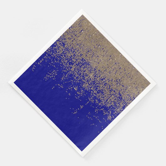 Cobalt Blue Gold Glitzer Ombre Gradient Serviette (Ecke)