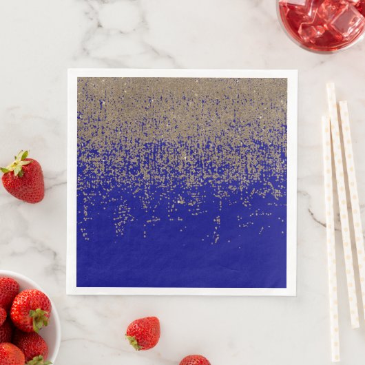 Cobalt Blue Gold Glitzer Ombre Gradient Serviette (Beispiel)