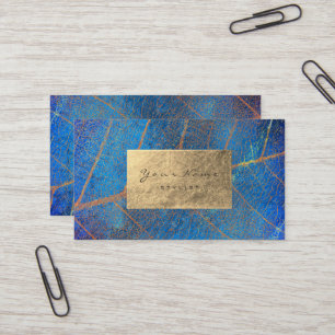 Cobalt Blue Gold Sapphire Sepia Foil Botanic Visitenkarte