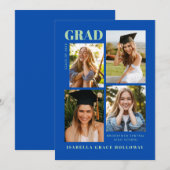 Cobalt Blue Grad Announcement With Photos Einladung (Vorne/Hinten)