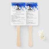 Cobalt Blue Heart Leaf Tree Hochzeitsprogramme Fächer (Vorne und Hinten)