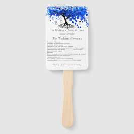 Cobalt Blue Heart Leaf Tree Hochzeitsprogramme Fächer