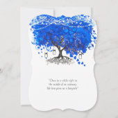 Cobalt Blue Heart Leaf Tree Wedding Einladung (Rückseite)