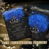 Cobalt Blue Heart Leaf Tree Wedding Einladung