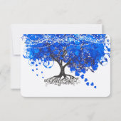 Cobalt Blue Heart Leaf Tree Wedding RSVP Karte (Rückseite)