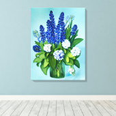 Cobalt Blue Hyacinths und Hydrangeas Leinwanddruck (Insitu (Holzboden))