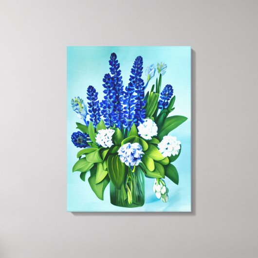 Cobalt Blue Hyacinths und Hydrangeas Leinwanddruck (Vorderseite)