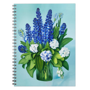 Cobalt Blue Hyacinths und Hydrangeas Notizblock