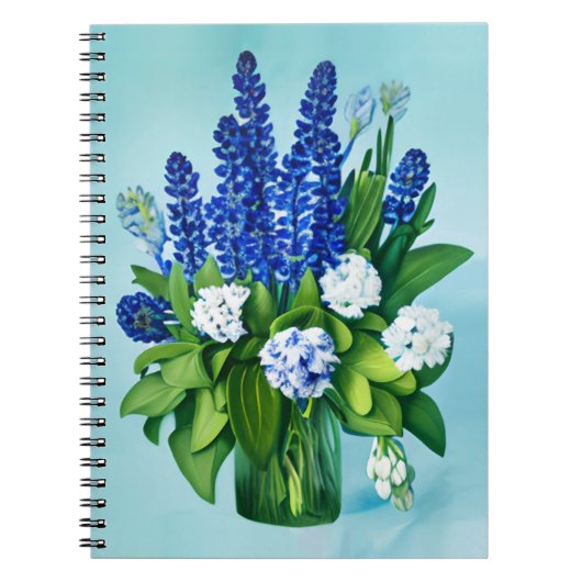 Cobalt Blue Hyacinths und Hydrangeas Notizblock (Vorderseite)